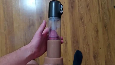 Just a Moment After an Intense Orgasm a Penis Vacuum Pump Full of Sperm