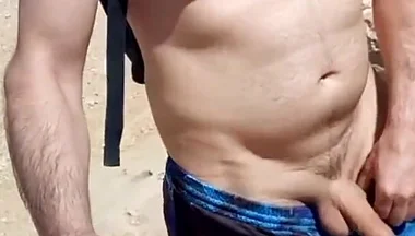 Walking on the Beach. Take off Clothes