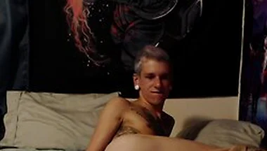 Smooth Tattooed Twink Plays With Dildo