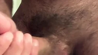 Hairy Stepdaddy Jerking Off His Big Head Uncut Cock And Shooting A Load After Precum