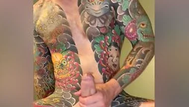 Tattooed Stud Jerks And Blows Huge Load