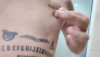 Showing Tattooed Breasts and Pierced Nipples - Squeezing and Touching Breasts - Tits Play