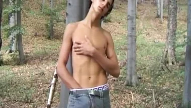 Euro Twink Patrick Jerks In The Woods