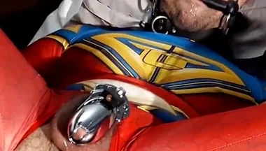 October 2021 Ricky Cage Live Show -- Cock-locked Superhero Takes Dicks in Ass and Mouth!