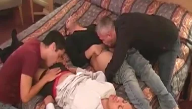 Friends Enjoy Stroking Dicks And Eat Their Load With Orion Cross