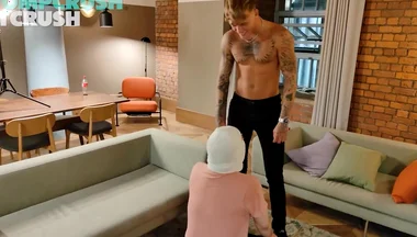 Tattoo teen spitting master