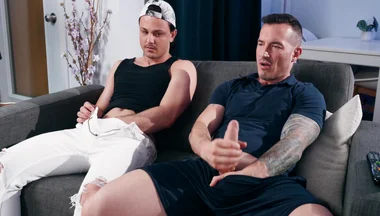 Derek Kage And Enzo Muller In Jerk Buddies: Nasty Brunette Gags On Big Dick