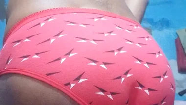 Indian Femboy Crossdresser Wearing His Step Sister's Red Bra and Panties