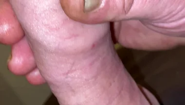 Huge Uncut Cock Jerk off Ending with Big Cumshot