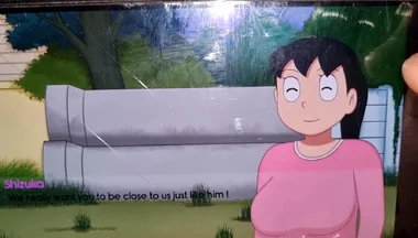 Nobita Rubbed Her Stepmother's Breasts, All the Water From Her While Bathing.