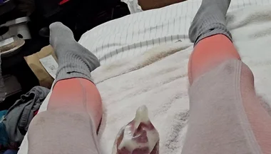 Edging in Condom and Finally Relese a Massive Load Inside!